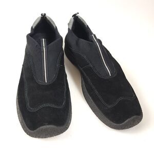 ecco Comfort Slip On suede leather Womens Walking Shoes black Size 42